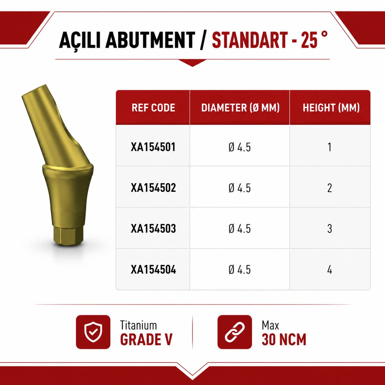 Açılı Abutment / Standart - 25 °