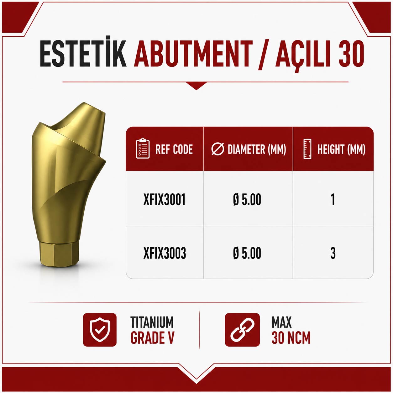 Estetik Abutment / Açılı 30