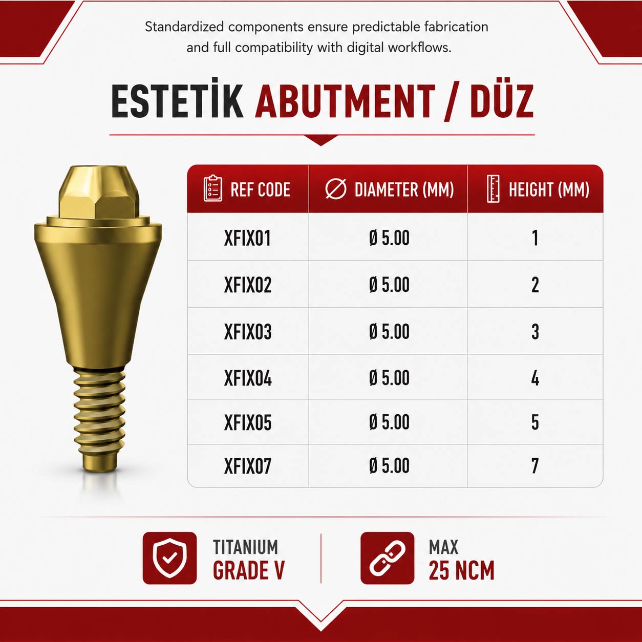 Estetik Abutment / Düz
